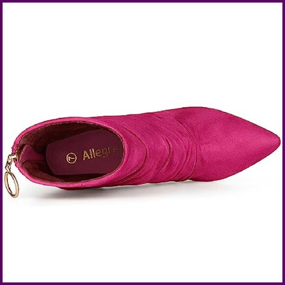 Pointy Toe Stiletto Ankle Boots with Back Zipper, Faux Suede - Picture 6 of 8